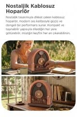 Bluetooth Hoparlör Nostaljik Radyo Kablosuz Speaker D58 Kahverengi