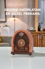 Bluetooth Hoparlör Nostaljik Radyo Kablosuz Speaker D58 Kahverengi