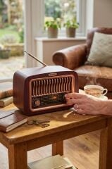 Bluetooth Hoparlör Nostaljik Radyo Kablosuz Speaker D59 Ahşap