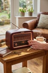 Bluetooth Hoparlör Nostaljik Radyo Kablosuz Speaker D59 Ahşap