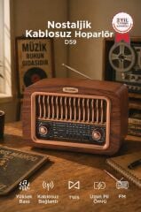 Torima Bluetooth Hoparlör Nostaljik Radyo Kablosuz Speaker D59 Ahşap