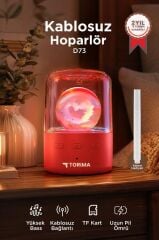 Bluetooth Hoparlör Rgb Işıklı Kablosuz Hoparlör D73 Kırmızı