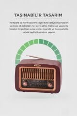 Bluetooth Hoparlör Nostaljik Radyo Kablosuz Speaker D59 Kahverengi