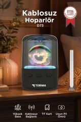 Bluetooth Hoparlör Rgb Işıklı Kablosuz Hoparlör D73 Siyah