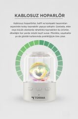 Bluetooth Hoparlör Rgb Işıklı Kablosuz Hoparlör D73 Beyaz