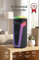 Bluetooth Hoparlör Rgb Işıklı Parti Speaker D69 Siyah