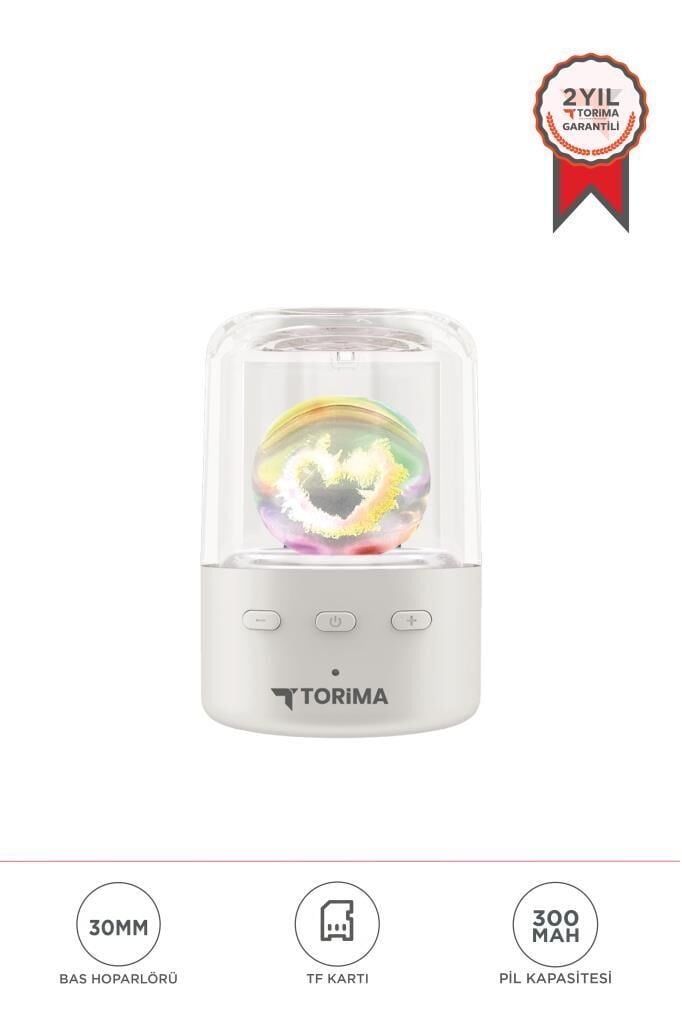 Bluetooth Hoparlör Rgb Işıklı Kablosuz Hoparlör D73 Beyaz