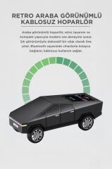 Bluetooth Hoparlör Retro Araba CyberTruck Tasarımlı Rgb Işıklı TWS USB 15W Speaker D68 Siyah