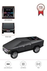 Bluetooth Hoparlör Retro Araba CyberTruck Tasarımlı Rgb Işıklı TWS USB 15W Speaker D68 Siyah