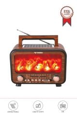 Torima D72 Açık Kahve Nostalji Kablosuz Speaker Bluetooth Hoparlör Radyo Solar Panelli