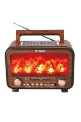 Bluetooth Hoparlör Nostaljik Solar Panelli Speaker D72 Açık Kahve