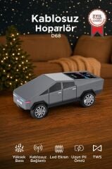 Bluetooth Hoparlör Retro Araba CyberTruck Tasarımlı Rgb Işıklı TWS USB 15W Speaker D68 Gri