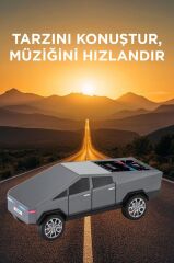 Bluetooth Hoparlör Retro Araba CyberTruck Tasarımlı Rgb Işıklı TWS USB 15W Speaker D68 Gri