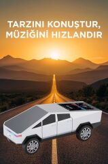 Bluetooth Hoparlör Retro Araba CyberTruck Tasarımlı Rgb Işıklı TWS USB 15W Speaker D68 Beyaz