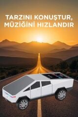 Bluetooth Hoparlör Retro Araba CyberTruck Tasarımlı Rgb Işıklı TWS USB 15W Speaker D68 Beyaz