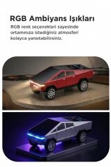 Bluetooth Hoparlör Retro Araba CyberTruck Tasarımlı Rgb Işıklı TWS USB 15W Speaker D68 Kırmızı