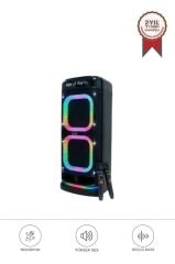 Torima BTS-2121 Siyah Çift Mikrofonlu RGB Ledli Taşınabilir Bluetooth Hoparlör Parti Speaker