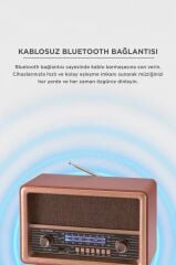 Bluetooth Hoparlör Nostaljik Radyo Uzaktan Kumandalı TWS USB TF Destekli Speaker D56 Ahşap