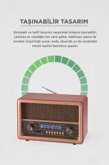 Bluetooth Hoparlör Nostaljik Radyo Uzaktan Kumandalı TWS USB TF Destekli Speaker D56 Ahşap