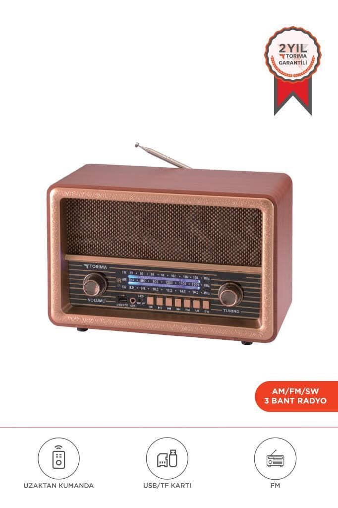 Bluetooth Hoparlör Nostaljik Radyo Uzaktan Kumandalı TWS USB TF Destekli Speaker D56 Ahşap