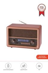 Bluetooth Hoparlör Nostaljik Radyo Uzaktan Kumandalı TWS USB TF Destekli Speaker D56 Ahşap