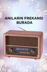 Bluetooth Hoparlör Nostaljik Radyo Uzaktan Kumandalı TWS USB TF Destekli Speaker D56 Ahşap