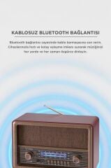 Bluetooth Hoparlör Nostaljik Radyo Uzaktan Kumandalı TWS USB TF Destekli Speaker D56 Kahverengi