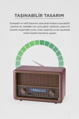 Bluetooth Hoparlör Nostaljik Radyo Uzaktan Kumandalı TWS USB TF Destekli Speaker D56 Kahverengi
