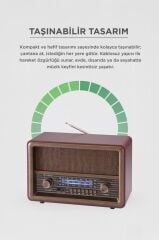 Bluetooth Hoparlör Nostaljik Radyo Uzaktan Kumandalı TWS USB TF Destekli Speaker D56 Kahverengi