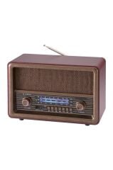 Bluetooth Hoparlör Nostaljik Radyo Uzaktan Kumandalı TWS USB TF Destekli Speaker D56 Kahverengi