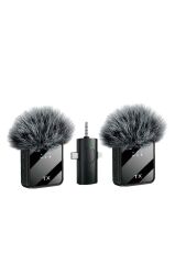 Yaka Mikrofonu Type-C Lightning Aux 2 Adet 3IN1 Kablosuz Mikrofon F11-2 Siyah
