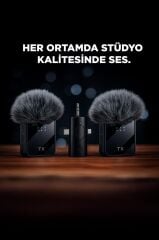 Torima F11-2 Type-C + Lightning + Aux 2li 3in1 Kablosuz Yaka Mikrofonu