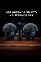 Torima F11-2 Type-C + Lightning + Aux 2li 3in1 Kablosuz Yaka Mikrofonu