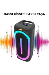 Bluetooth Hoparlör Rgb Işıklı Mikrofonlu 50W Kablosuz Speaker D63 Siyah