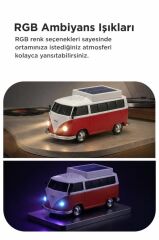 Bluetooth Hoparlör Retro Araba Vosvos Tasarımlı Solar Şarjlı Speaker D70 Yeşil
