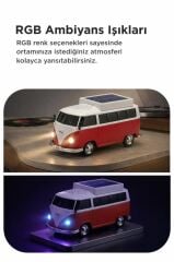 Bluetooth Hoparlör Retro Araba Vosvos Tasarımlı Solar Şarjlı Speaker D70 Yeşil