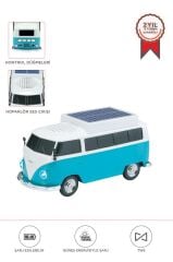 Bluetooth Hoparlör Retro Araba Vosvos Tasarımlı Solar Şarjlı Speaker D70 Yeşil