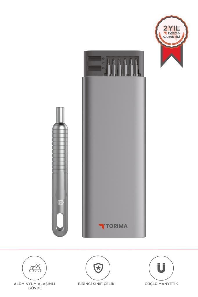 Manyetik Tornavida Seti 48 Parça Hassas Tamir İçin Alüminyum Kasa Tornavida TTS02 Gri