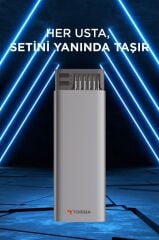Torima TTS-02 Gri 48 Parça Manyetik Tornavida Seti Hassas Onarım ve Tamir İçin,Alüminyum Kasa
