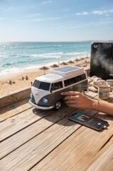 Bluetooth Hoparlör Retro Araba Vosvos Tasarımlı Solar Şarjlı Speaker D70 Siyah