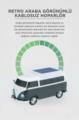 Bluetooth Hoparlör Retro Araba Vosvos Tasarımlı Solar Şarjlı Speaker D70 Siyah