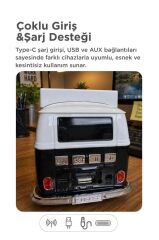 Bluetooth Hoparlör Retro Araba Vosvos Tasarımlı Solar Şarjlı Speaker D70 Siyah