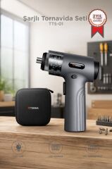 Şarjlı Tornavida Seti 30 Parça Type C Şarjlı Led Işıklı Mıknatıslı Torima TTS01 Gri