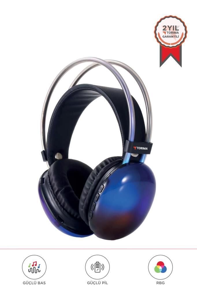 Torima HD-40 Siyah Kablosuz RGB Işıklı Kulak Üstü Bluetooth Kulaklık
