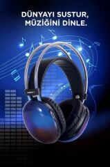 Torima HD-40 Siyah Kablosuz RGB Işıklı Kulak Üstü Bluetooth Kulaklık