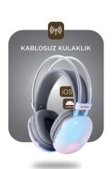 Bluetooth Kulaklık Kulak Üstü Rgb Işıklı Kablosuz Kulaklık HD40 Beyaz