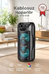 Bluetooth Hoparlör Rgb Işıklı 3 INC Taşınabilir Parti Speaker GTS-1558 Siyah