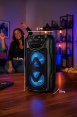 Bluetooth Hoparlör Rgb Işıklı 3 INC Taşınabilir Parti Speaker GTS-1558 Siyah