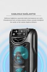 Bluetooth Hoparlör Rgb Işıklı 3 INC Taşınabilir Parti Speaker GTS-1558 Siyah