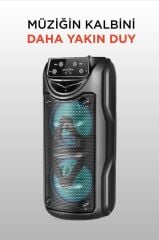 Bluetooth Hoparlör Rgb Işıklı 3 INC Taşınabilir Parti Speaker GTS-1558 Siyah